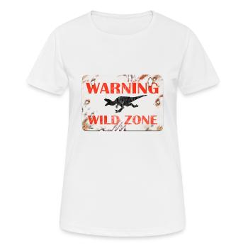 Conception de panneaux - AVERTISSEMENT. ZONE SAUVAGE. - T-shirt respirant Femme - blanc - Devant - AI Model Female 172 dark (172cm)