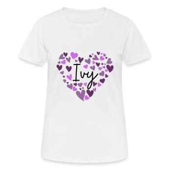 Efeu Name Design mit herzförmigen lila Herzen - Frauen T-Shirt atmungsaktiv - Weiß - Vorne - AI Model Female 172 dark (172cm)