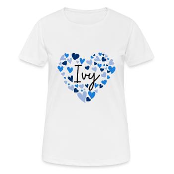 Efeu Name Design mit herzförmigen blauen Herzen - Frauen T-Shirt atmungsaktiv - Weiß - Vorne - AI Model Female 172 dark (172cm)