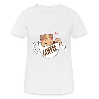 Ocelot coffee - Women's Breathable T-Shirt - white - Front - AI Model Female 172 dark (172cm)