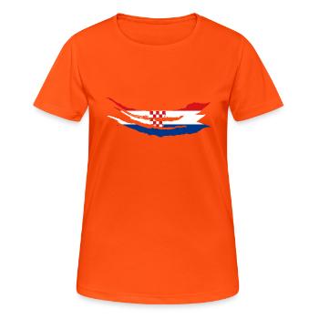 Kroatien Flagge Adria Zagreb Kroatische Fahne - Frauen T-Shirt atmungsaktiv - Neonorange - Vorne - AI Model Female 172 dark (172cm)