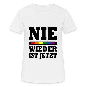 Nie wieder ist jetzt - Frauen T-Shirt atmungsaktiv - Weiß - Vorne - AI Model Female 172 dark (172cm)