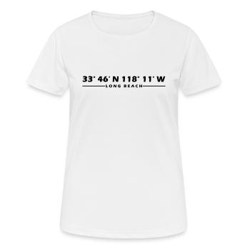Long Beach Coordinates - Women's Breathable T-Shirt - white - Front - AI Model Female 172 dark (172cm)