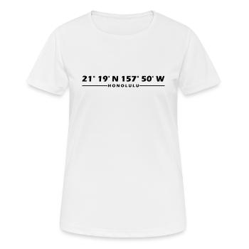 Honolulu Koordinaten - Frauen T-Shirt atmungsaktiv - Weiß - Vorne - AI Model Female 172 dark (172cm)