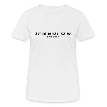 San José Koordinaten - Frauen T-Shirt atmungsaktiv - Weiß - Vorne - AI Model Female 172 dark (172cm)
