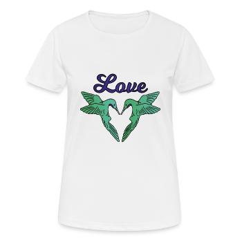 Herz aus Zwei Kolibris - Love - Frauen T-Shirt atmungsaktiv - Weiß - Vorne - AI Model Female 172 dark (172cm)