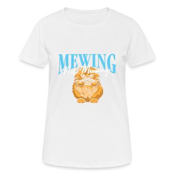 Miauler Pas Miauler Drôle Chat Meme Mâchoire - T-shirt respirant Femme - blanc - Devant - AI Model Female 172 dark (172cm)