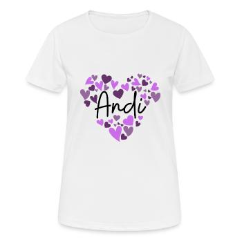 I love Andi hearts in purple - Women's Breathable T-Shirt - white - Front - AI Model Female 172 dark (172cm)