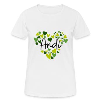 I love Andi hearts in green - Women's Breathable T-Shirt - white - Front - AI Model Female 172 dark (172cm)