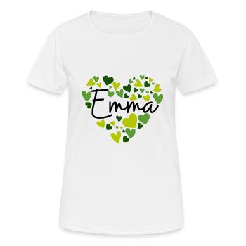 J’adore les cœurs Emma en vert - T-shirt respirant Femme - blanc - Devant - AI Model Female 172 dark (172cm)