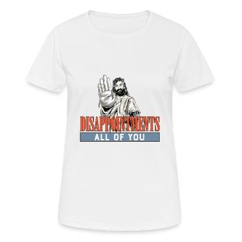 Déceptions à tous drôle Jesus Facepalm - T-shirt respirant Femme - blanc - Devant - AI Model Female 172 dark (172cm)