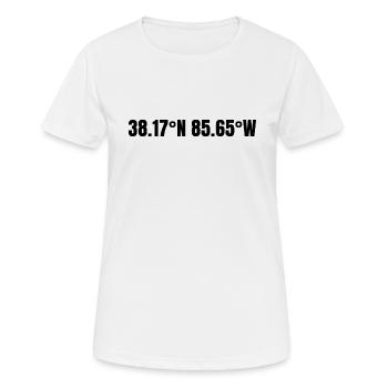Louisville Kentucky USA Koordinaten - Frauen T-Shirt atmungsaktiv - Weiß - Vorne - AI Model Female 172 dark (172cm)
