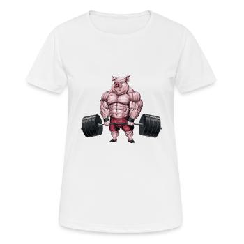 Schwein Gewichtheben Fitness-Studio - Frauen T-Shirt atmungsaktiv - Weiß - Vorne - AI Model Female 172 dark (172cm)