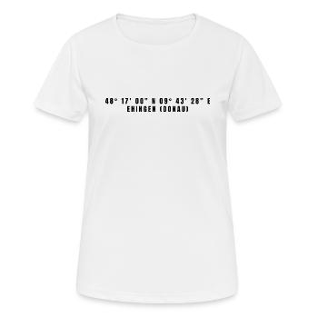 Ehingen (Donau) Baden-Württemberg Koordinaten - Frauen T-Shirt atmungsaktiv - Weiß - Vorne - AI Model Female 172 dark (172cm)