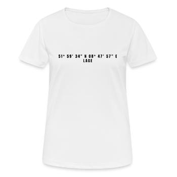 Location North Rhine-Westphalia Coordinates - Women's Breathable T-Shirt - white - Front - AI Model Female 172 dark (172cm)
