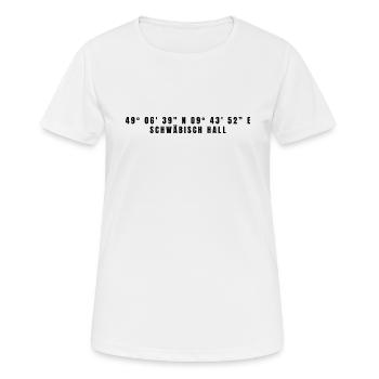 Coordonnées Schwabisch Hall, Bade-Wurtemberg - T-shirt respirant Femme - blanc - Devant - AI Model Female 172 dark (172cm)