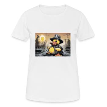 Heavy Metal Badeente Bernd - Frauen T-Shirt atmungsaktiv - Weiß - Vorne - AI Model Female 172 dark (172cm)