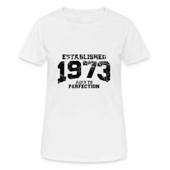 established 1973 - aged to perfection - Frauen T-Shirt atmungsaktiv - Weiß - Vorne - AI Model Female 172 dark (172cm)