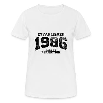 established 1986 - aged to perfection - Frauen T-Shirt atmungsaktiv - Weiß - Vorne - AI Model Female 172 dark (172cm)