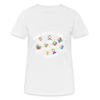 Sensibilisation à l’autisme Dieu dit que je suis fort Asperger - T-shirt respirant Femme - blanc - Devant - AI Model Female 172 dark (172cm)