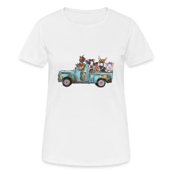 Camion turquoise d’animaux de ferme - T-shirt respirant Femme - blanc - Devant - AI Model Female 172 dark (172cm)