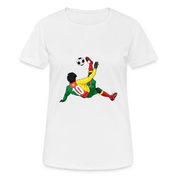 Cameroon National Soccer Team I Football Cameroon - Frauen T-Shirt atmungsaktiv - Weiß - Vorne - AI Model Female 172 dark (172cm)