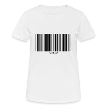 T-shirt de stress de code-barres - T-shirt respirant Femme - blanc - Devant - AI Model Female 172 dark (172cm)