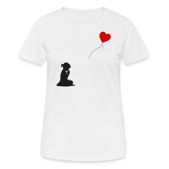 Betendes Mädchen mit Herz Ballon - Frauen T-Shirt atmungsaktiv - Weiß - Vorne - AI Model Female 172 dark (172cm)