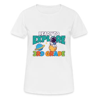 Premier jour d’école de jour prêt à explorer 3ème - T-shirt respirant Femme - blanc - Devant - AI Model Female 172 dark (172cm)