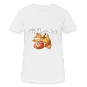Happy Thanksgiving Pumpkin Spice Football Tis The - Frauen T-Shirt atmungsaktiv - Weiß - Vorne - AI Model Female 172 dark (172cm)