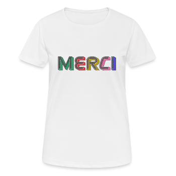 MERCI - T-shirt respirant Femme - blanc - Devant - AI Model Female 172 dark (172cm)