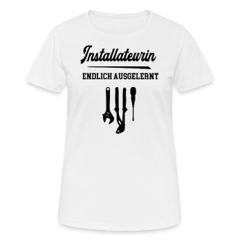 Installateurin Ausbildung Bestanden Azubi Sanitär - Frauen T-Shirt atmungsaktiv - Weiß - Vorne - AI Model Female 172 dark (172cm)