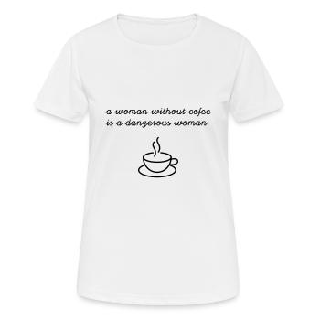Woman without coffee - Women's Breathable T-Shirt - white - Front - AI Model Female 172 dark (172cm)