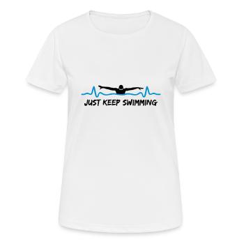 Schwimmer und Herzschlag, just keep swimming - Frauen T-Shirt atmungsaktiv - Weiß - Vorne - AI Model Female 172 dark (172cm)
