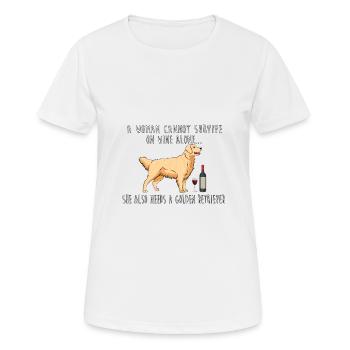 A woman needs wine and a Golden retriever - Women's Breathable T-Shirt - white - Front - AI Model Female 172 dark (172cm)