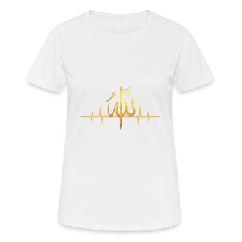 Heartbeat Schriftzeichen Allah - Frauen T-Shirt atmungsaktiv - Weiß - Vorne - AI Model Female 172 dark (172cm)