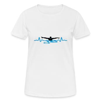 Schwimmer und Herzschag, schwimmen - Frauen T-Shirt atmungsaktiv - Weiß - Vorne - AI Model Female 172 dark (172cm)