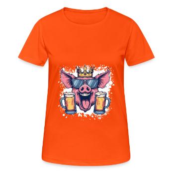 Pork Beer Party - Women's Breathable T-Shirt - neon orange - Front - AI Model Female 172 dark (172cm)