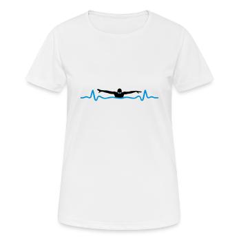 Schwimmen und Herzschlag - Frauen T-Shirt atmungsaktiv - Weiß - Vorne - AI Model Female 172 dark (172cm)