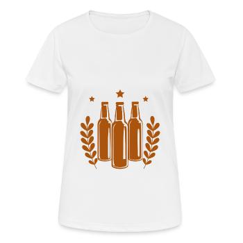 Bière - Bière / Mug à bière - Bouteille de bière Baril de bière - T-shirt respirant Femme - blanc - Devant - AI Model Female 172 dark (172cm)