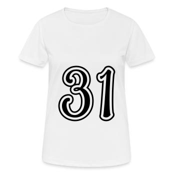 31 Numéro de numéro - T-shirt respirant Femme - blanc - Devant - AI Model Female 172 dark (172cm)