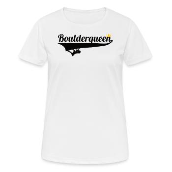 Escalade de bloc - Boulder queen - T-shirt respirant Femme - blanc - Devant - AI Model Female 172 dark (172cm)