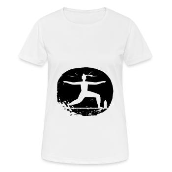 Yoga - Relaxen Lebensqualität - Frauen T-Shirt atmungsaktiv - Weiß - Vorne - AI Model Female 172 dark (172cm)