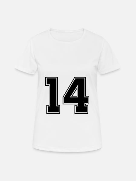 14 Zahl Trikot - Frauen T-Shirt atmungsaktiv - Weiß