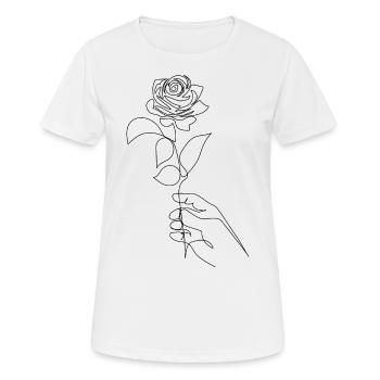 Fleur rose de fixation de main - T-shirt respirant Femme - blanc - Devant - AI Model Female 172 dark (172cm)