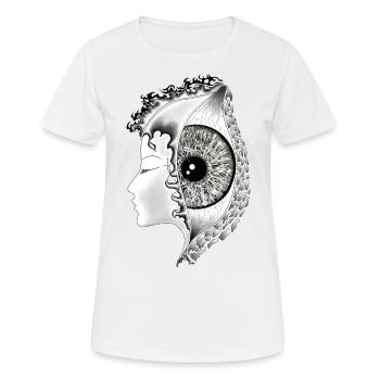 Big Eye Black, Eye, Vertical, Realistic - Women's Breathable T-Shirt - white - Front - AI Model Female 172 dark (172cm)