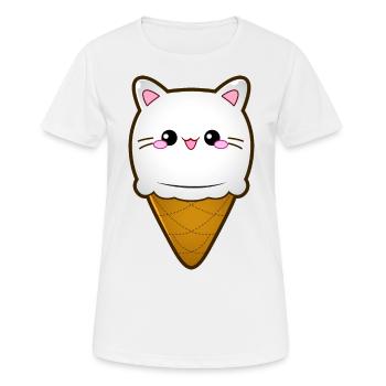Ice Cream Cat Eiscreme Eis Katze Vanille Eiskugel - Frauen T-Shirt atmungsaktiv - Weiß - Vorne - AI Model Female 172 dark (172cm)