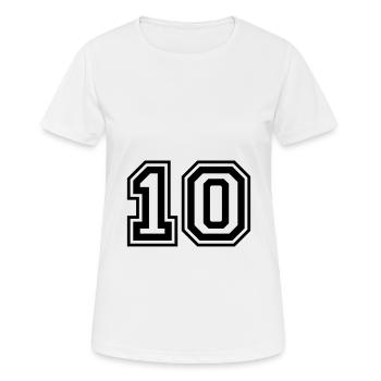 10 Number number - Women's Breathable T-Shirt - white - Front - AI Model Female 172 dark (172cm)
