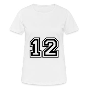 12 Number number - Women's Breathable T-Shirt - white - Front - AI Model Female 172 dark (172cm)