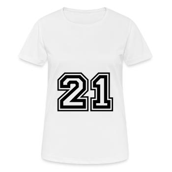 21 Number number - Women's Breathable T-Shirt - white - Front - AI Model Female 172 dark (172cm)